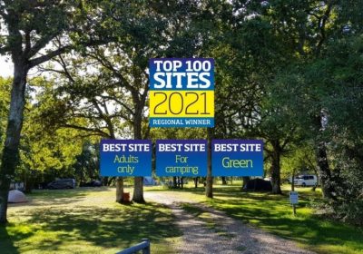 Back of Beyond camping fields with Top 100 2021 awards