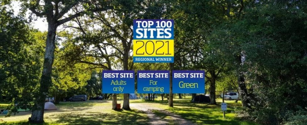 Back of Beyond camping fields with Top 100 2021 awards